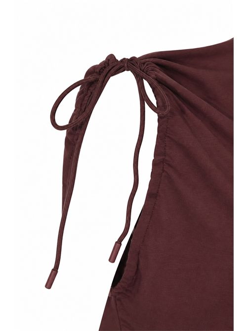 Top con collo asimmetrico in cotone stretch Cioccolato Alpha Studio | AD-6430C2009
